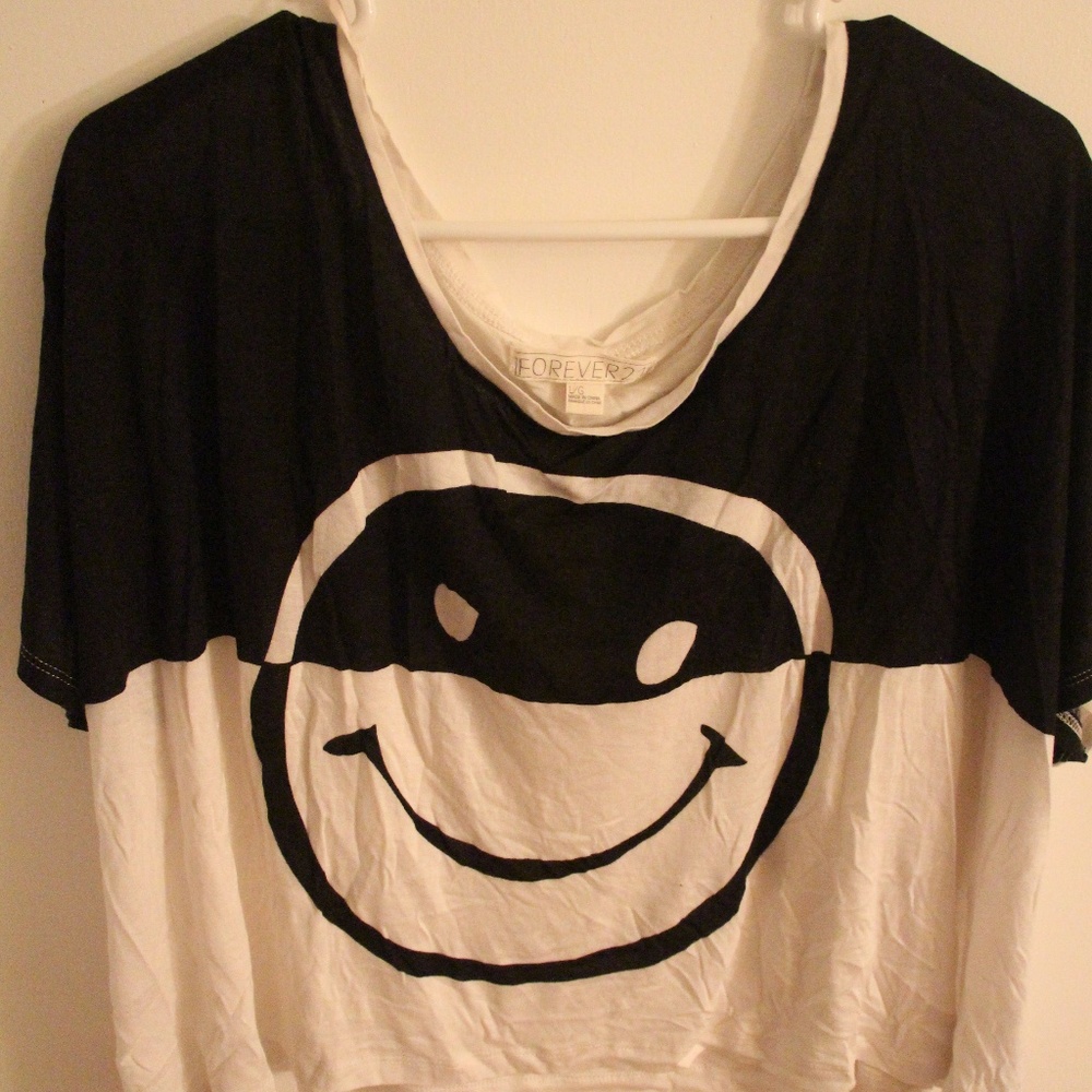 Forever 21 Off-the-Shoulder Smiley Top