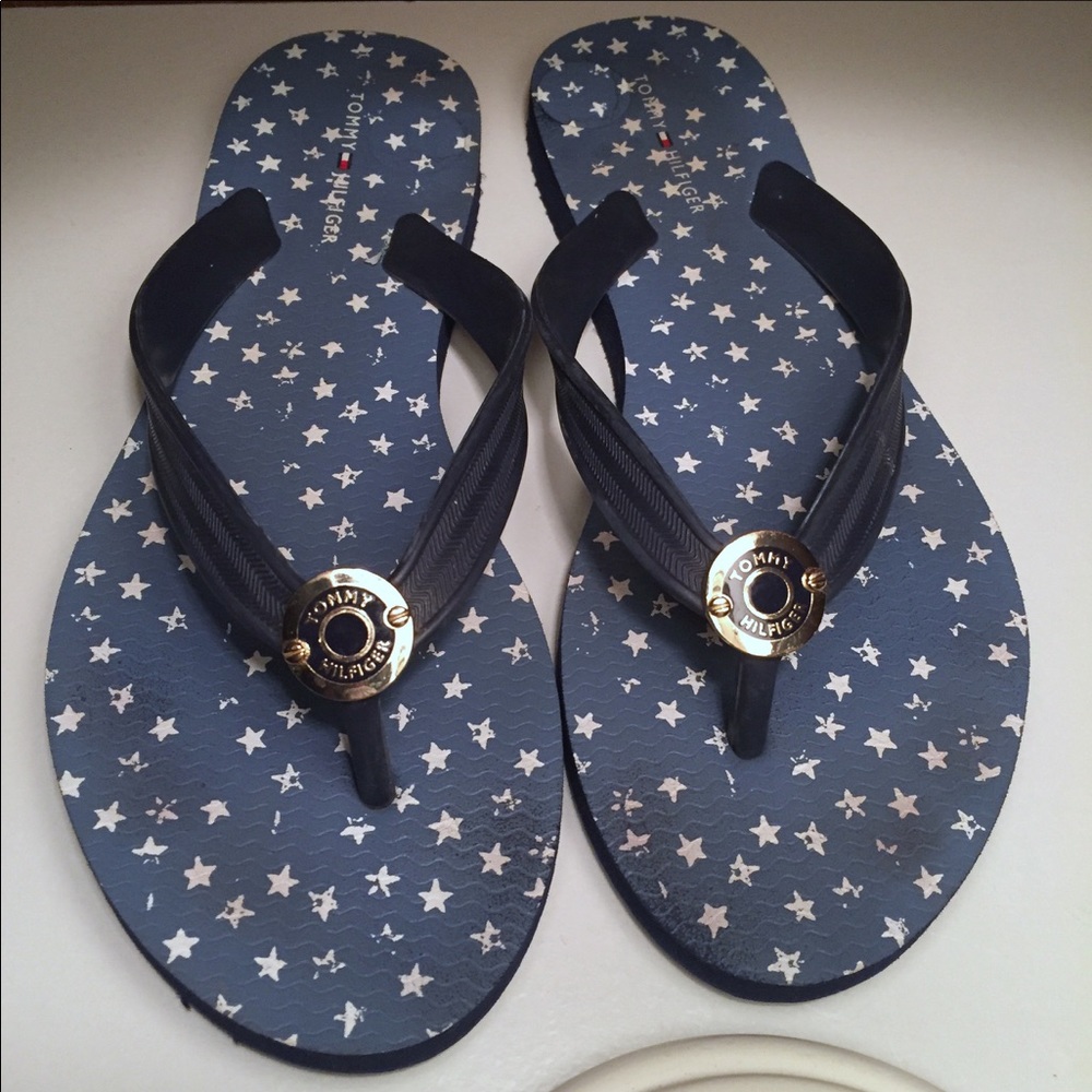 Tommy Hilfiger signature navy flip flops