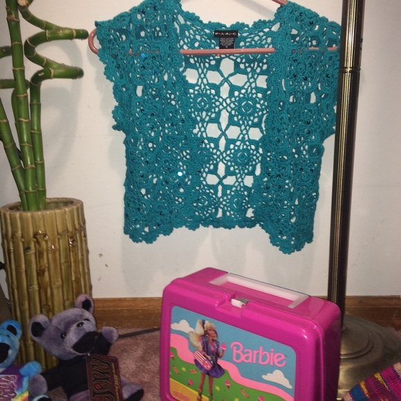Turquoise crocheted top - Picture 3 of 7