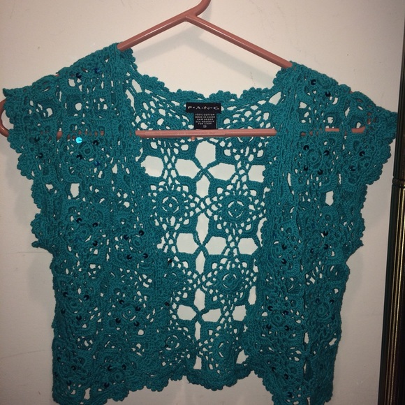 Turquoise crocheted top - Picture 4 of 7