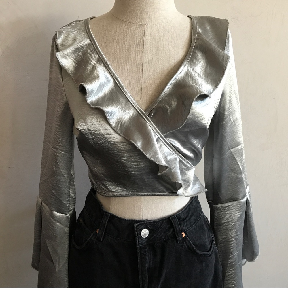 Metallic wrap t-shirt