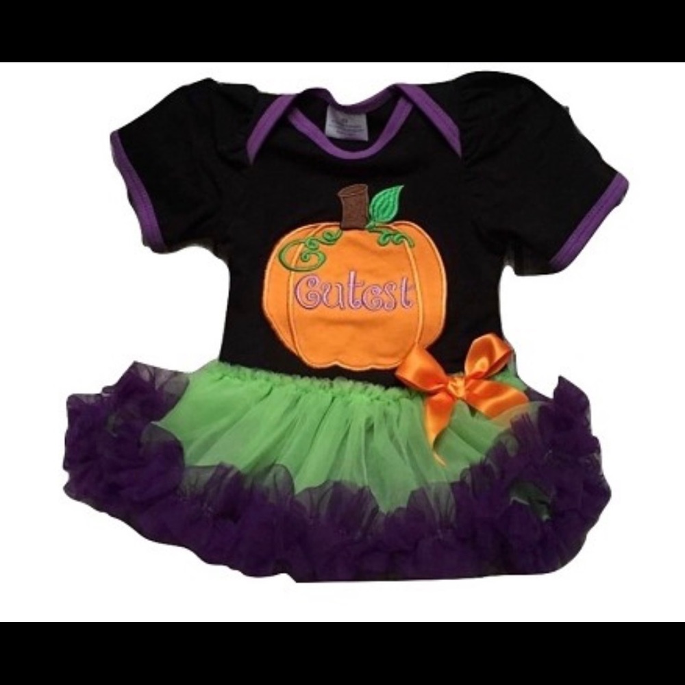 Purple Black and Lime Cutest Pumpkin Infant Outfit