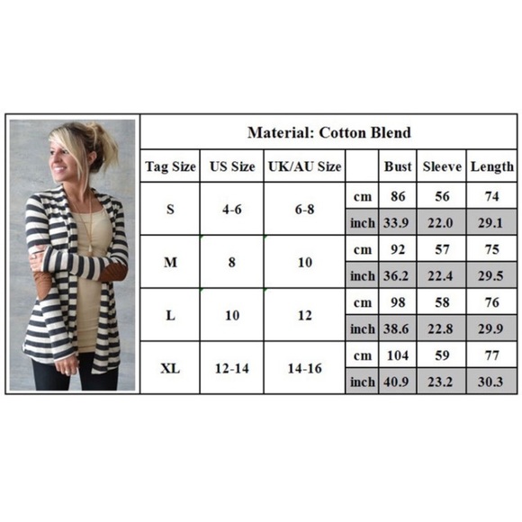 Last One! Striped Cardigan with Elbow Patches - Picture 3 of 4