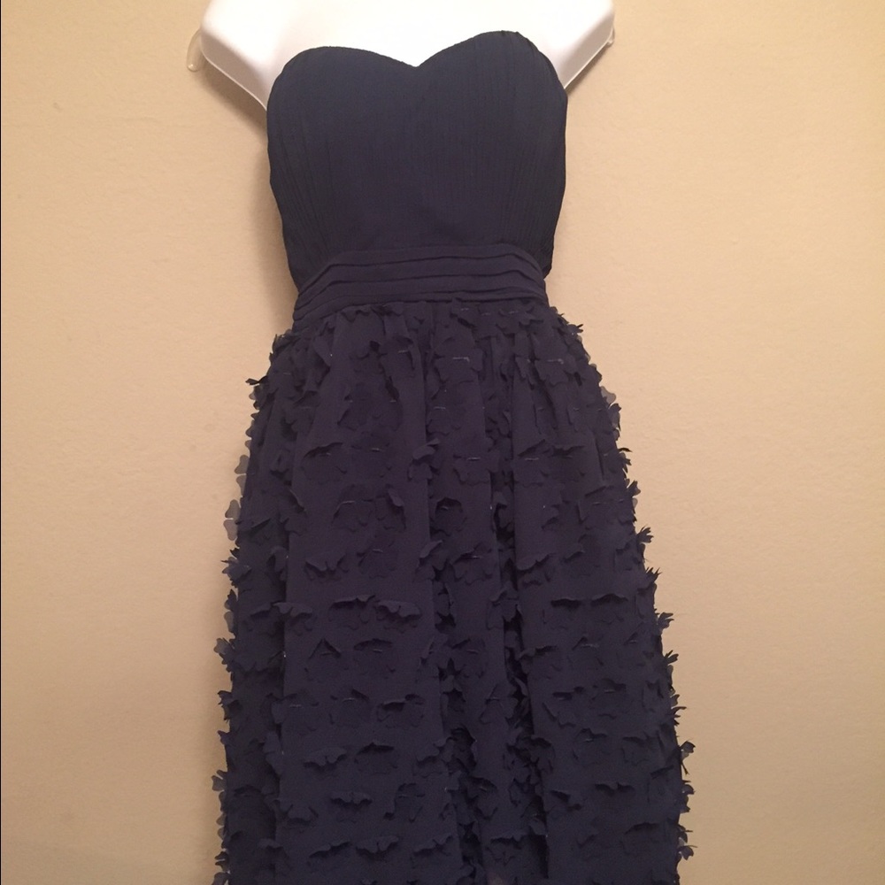 Blue strapless flower cocktail dress NWT