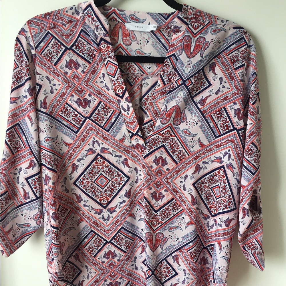 Lush Paisley 3/4 Sleeve Blouse