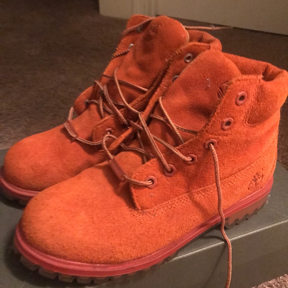 Orange waterproof timberlands