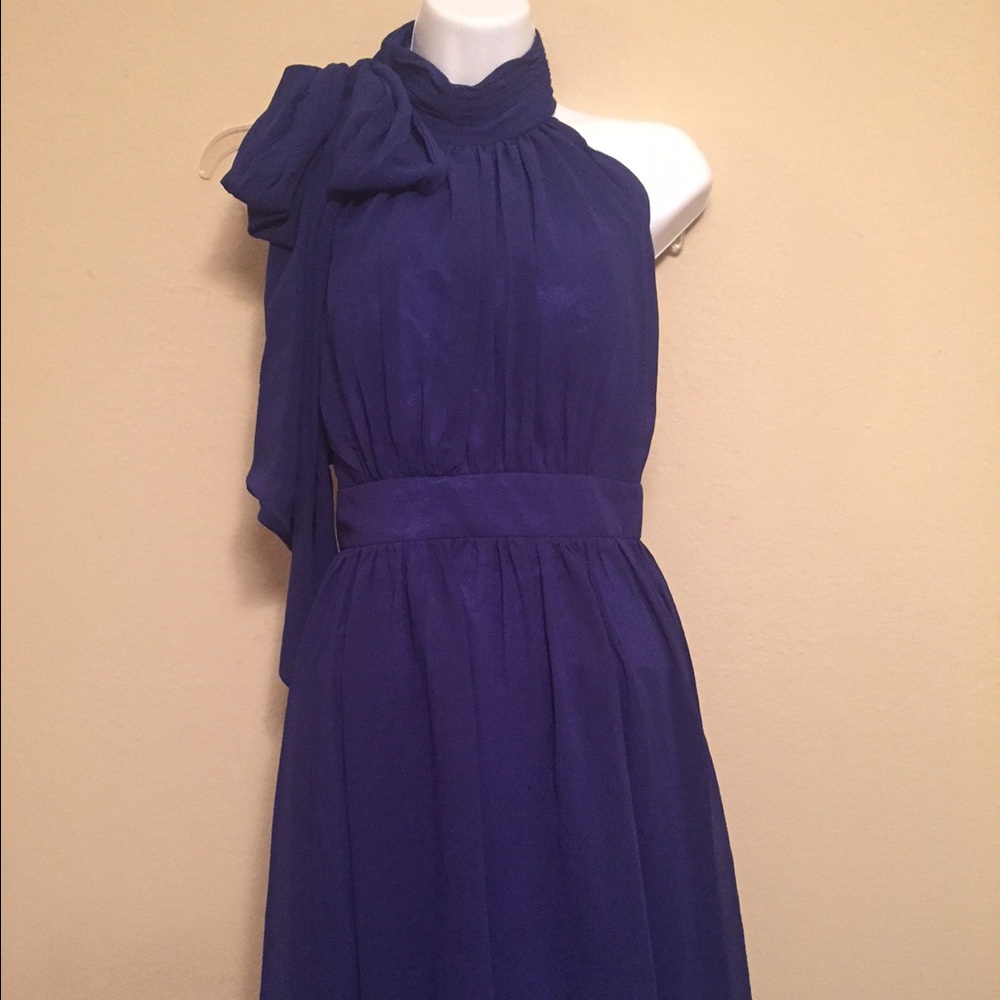 Blue halter bow dress