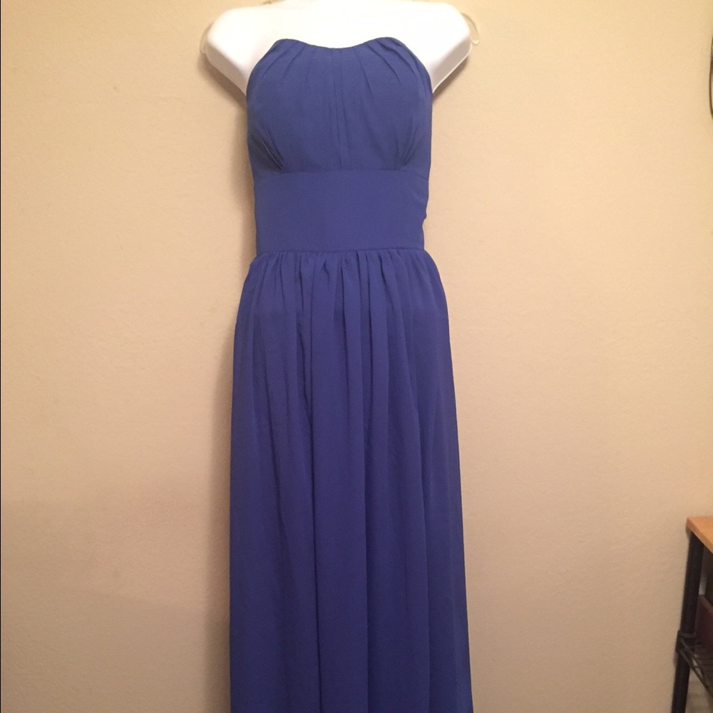 Blue strapless empire maxi dress NWT
