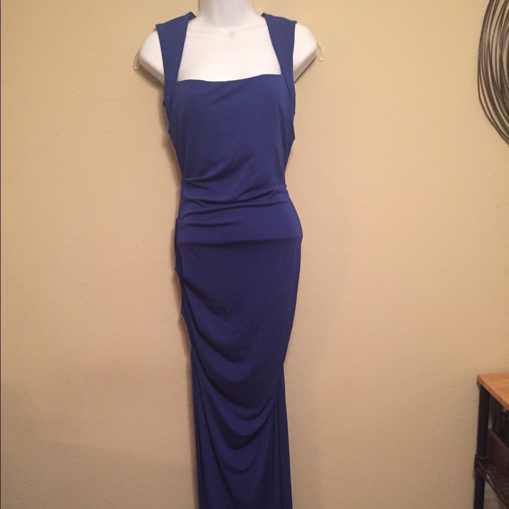 Nicole Miller Ruched Square Neck Gown NWT