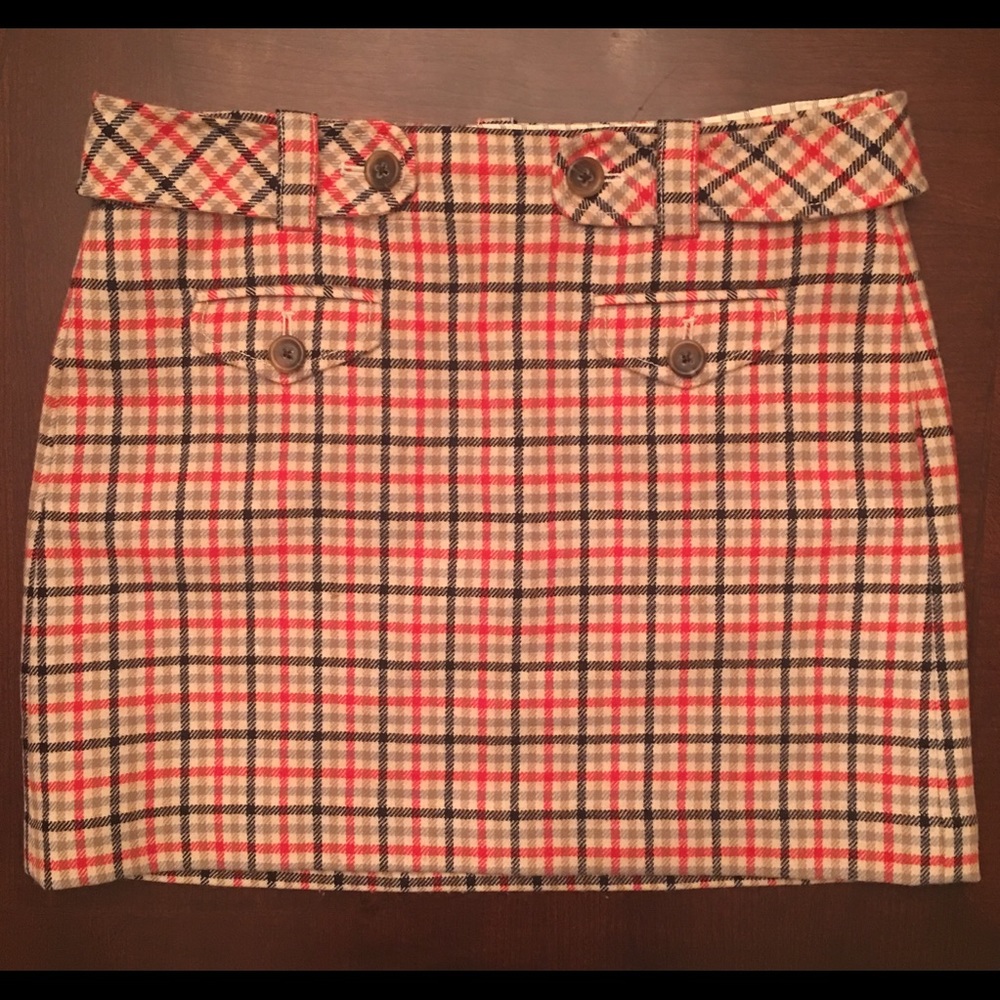 J. Crew Plaid Short wool skirt.