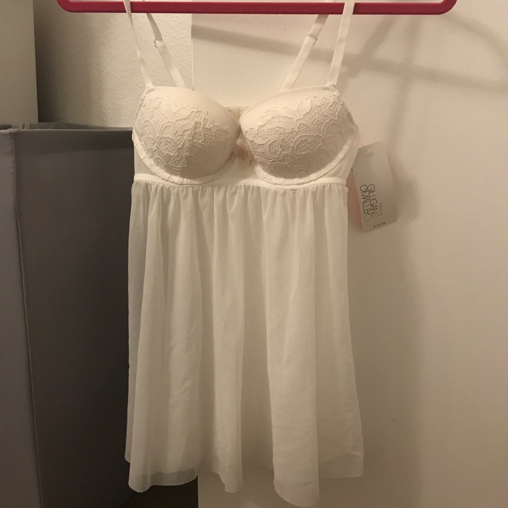 Romantic baby doll flowy white lingerie bra
