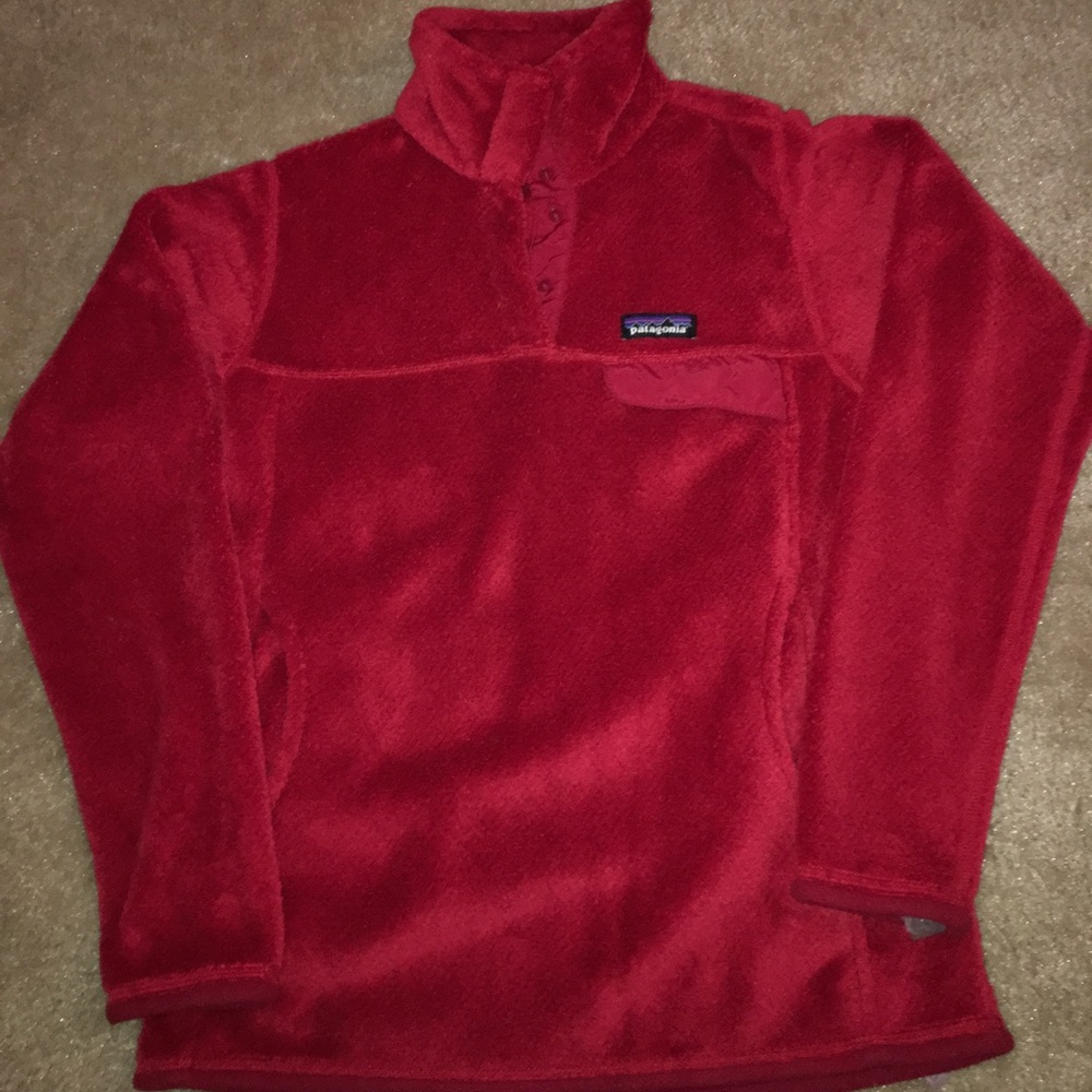 patagonia red retool snap t fleece