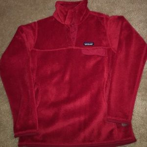 patagonia red retool snap t fleece
