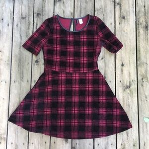 Red and black thick plaid skater dress