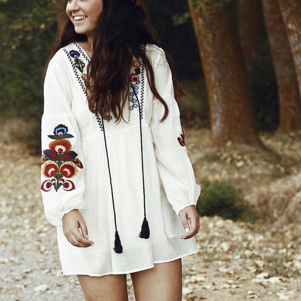 πSALEπ ZARA NWT Floral Embroidered Mini Dress - Picture 5 of 8