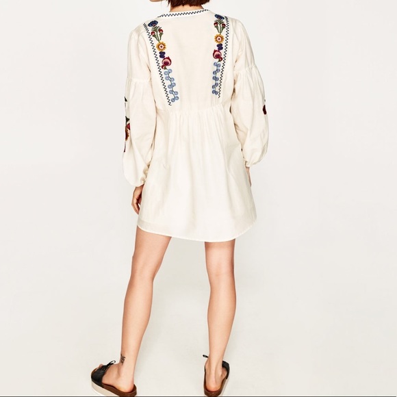 🌈SALE🌈 ZARA NWT Floral Embroidered Mini Dress - Picture 3 of 8