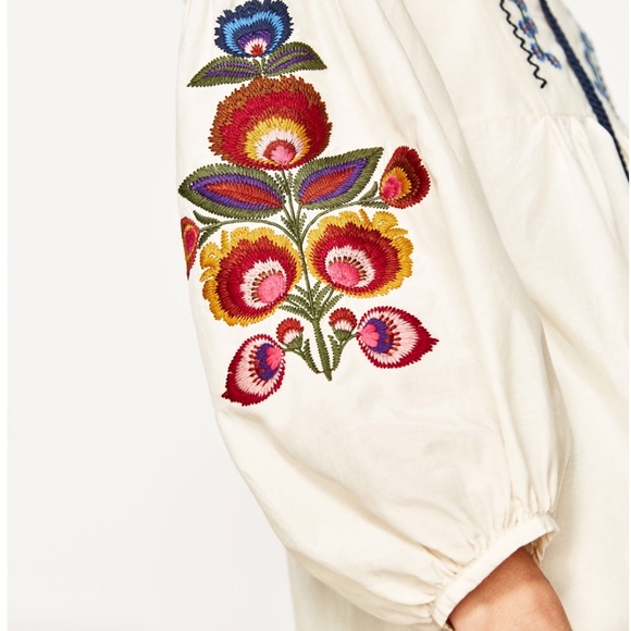 🌈SALE🌈 ZARA NWT Floral Embroidered Mini Dress - Picture 4 of 8