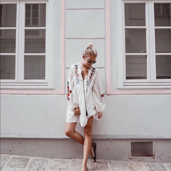 🌈SALE🌈 ZARA NWT Floral Embroidered Mini Dress - Picture 6 of 8