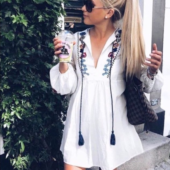 🌈SALE🌈 ZARA NWT Floral Embroidered Mini Dress - Picture 7 of 8