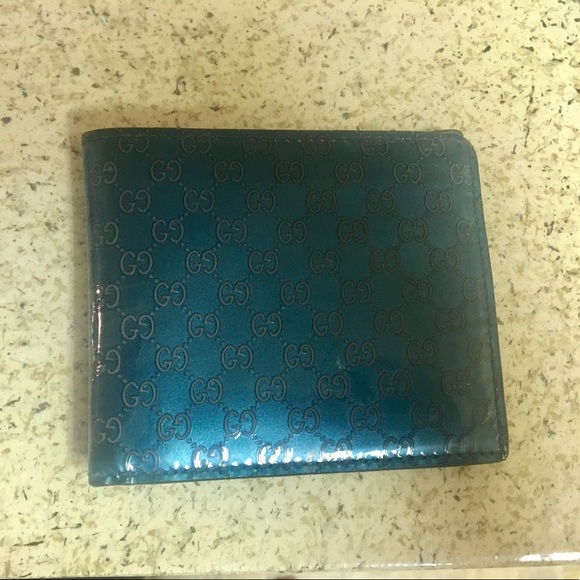Gucci microguccisima turquoise patent wallet - Picture 1 of 6