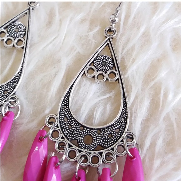 💖New Vintage Antique Bohemian FUSCHIA Ear - Picture 4 of 5