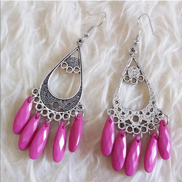 💖New Vintage Antique Bohemian FUSCHIA Ear - Picture 3 of 5