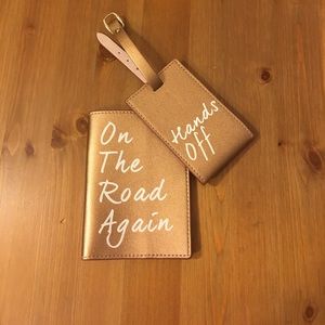 Rose gold passport holder & luggage tag.