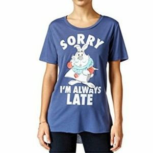 🇺🇦 NEW White rabbit Graphic shirt sorry i'm always late