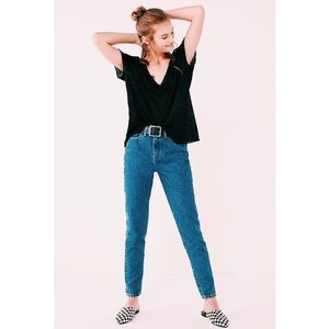 Project Social T Textured-Knit V-Neck Tee Black