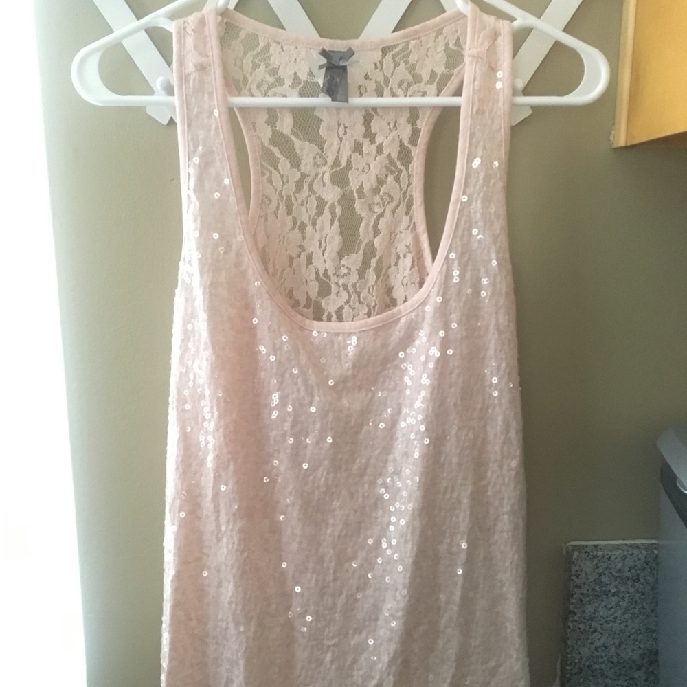 Pink sequin tank top