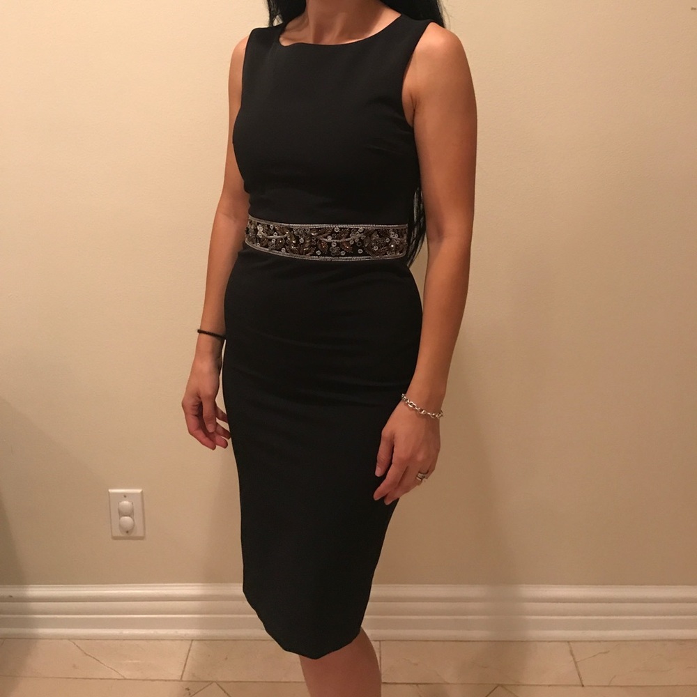 Black beaded fitted dress