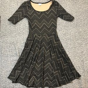 LuLaRoe Nicole Chevron Lace Print Dress {Small}
