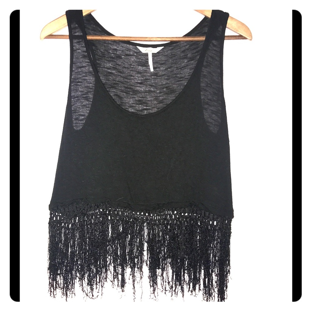 Black Fringe Tank Top