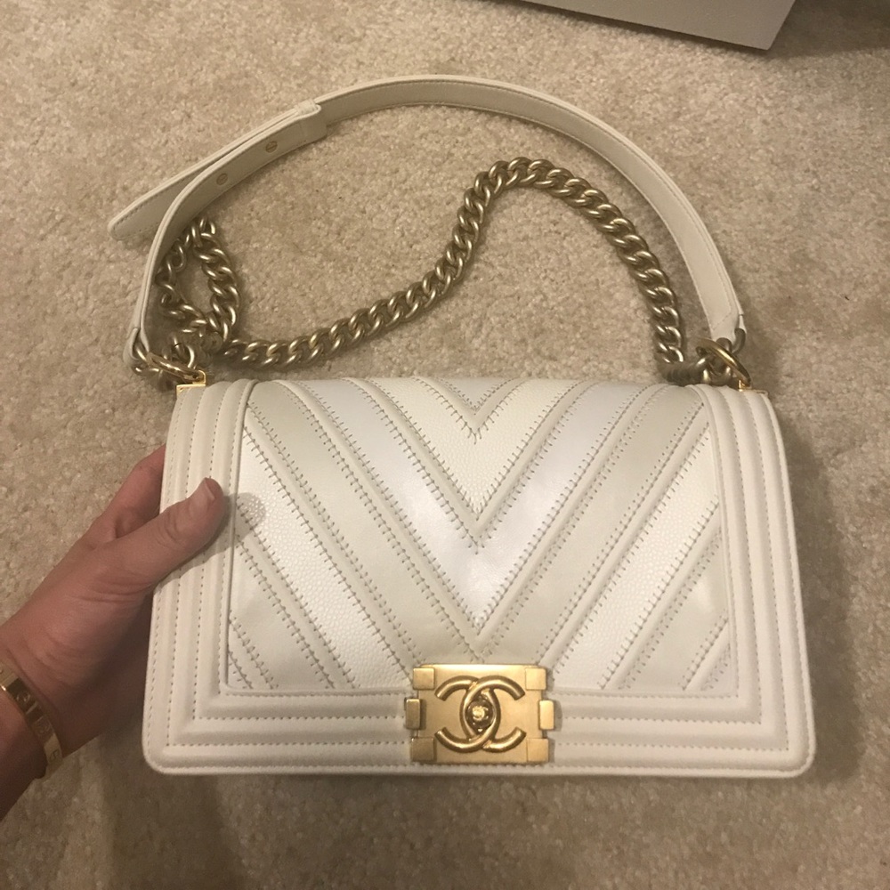 Chanel boy bag chevron