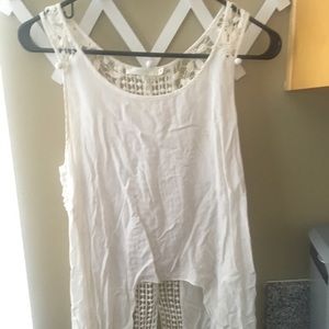 White, lace back tank top