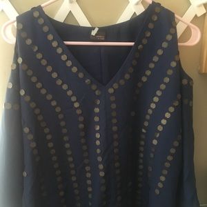 Blue open shoulder mid sleeve