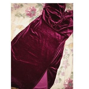 Burgundy red velvet dress