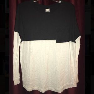 PINK Oversized Black & White Pocket Long Sleeve