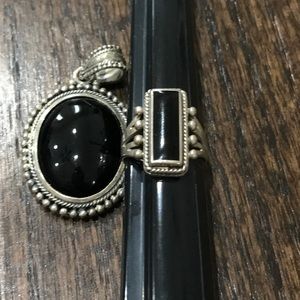 Kabana Ring & Pendant in Sterling Silver + Onyx