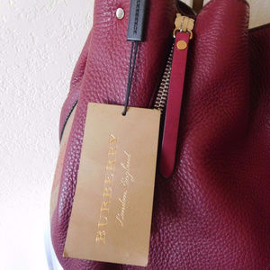 Burberry Brit Grainy Leather & Canvas Check Medium