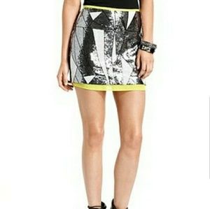 Rampage Damask Print Sequin Skirt