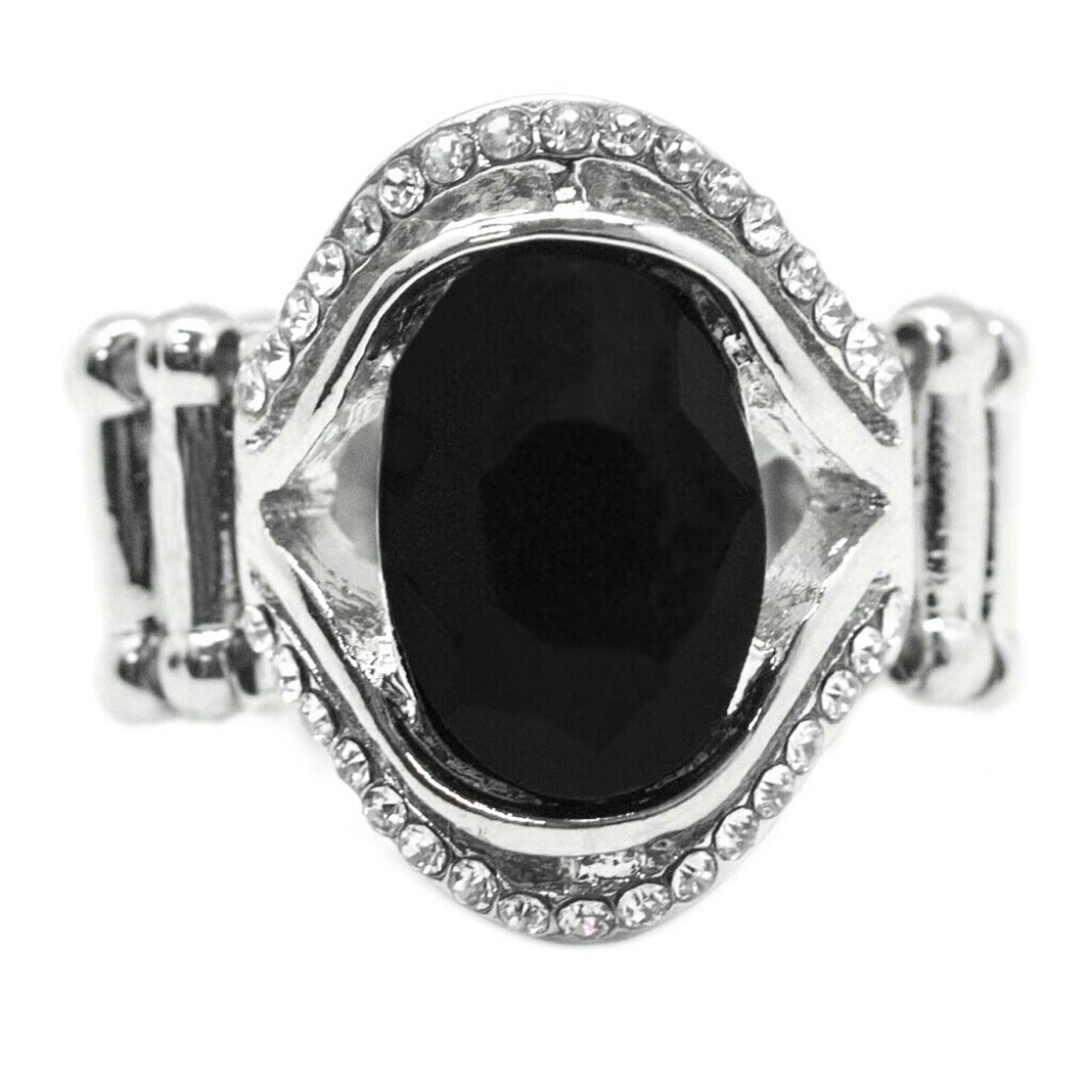 Stunning black and silver rhinestone ring