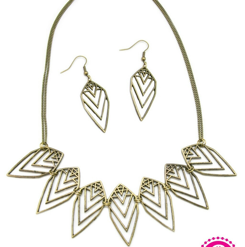 Brass necklace w/earrings