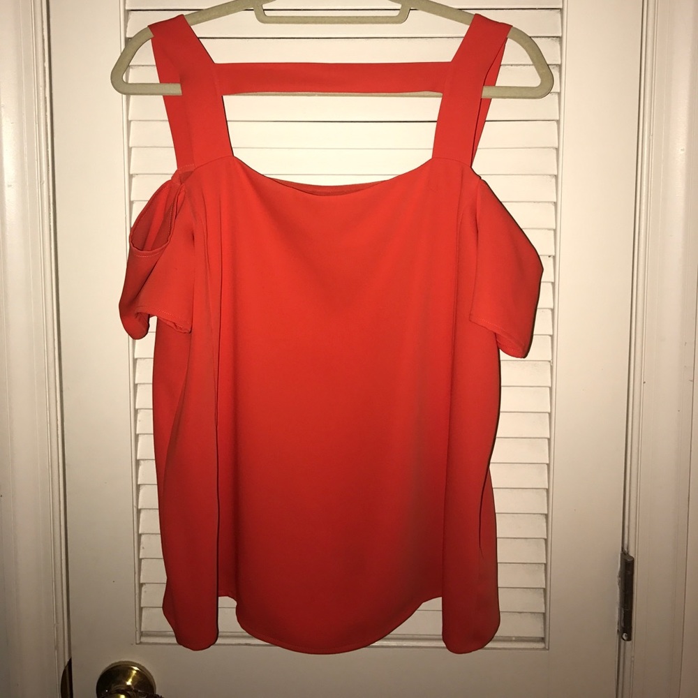 Cooper & Ella orange cold shoulder top