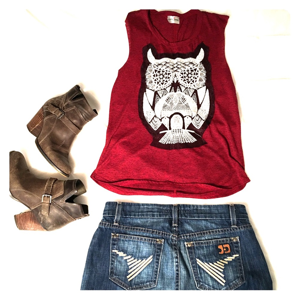 Sleeveless Boho Owl Shirt