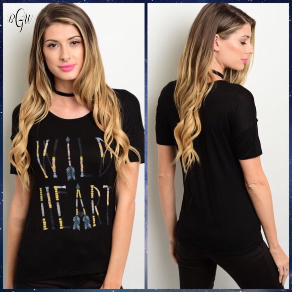 5⭐️Boho Black Graphic Tee - Picture 2 of 5