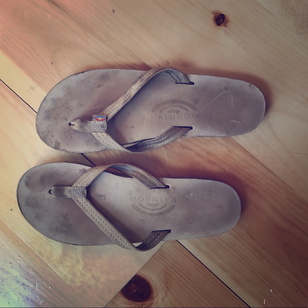 Rainbow thin strap flip flops