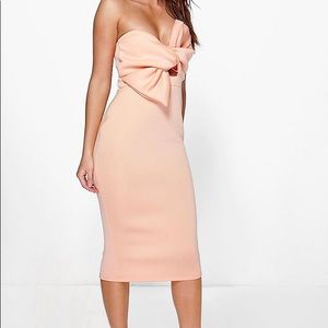 Apricot Bow Midi Dress