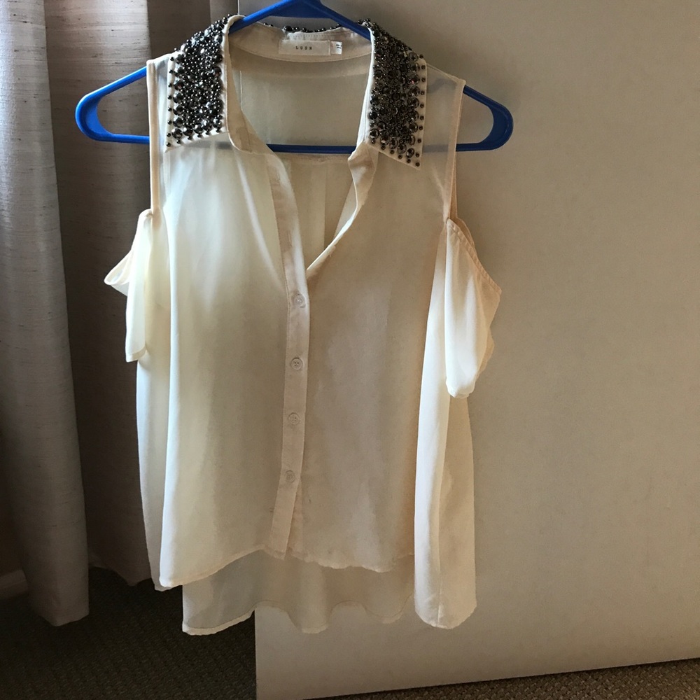 Lush Cream open shoulder blouse