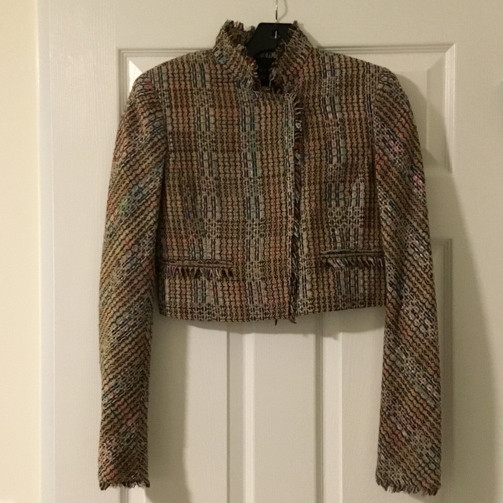 Theory - Multicolor Boucle Crop Blazer